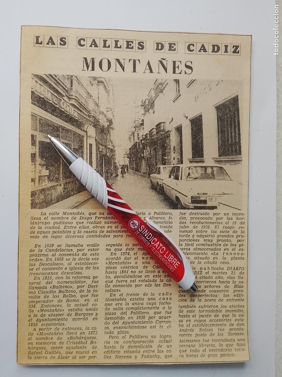 Coleccionismo de Revista Hola: DIARIO 1979 80 RECORTE COLECCION CALLES DE CADIZ CAPITAL - CALLE MONTA&Ntilde;ES