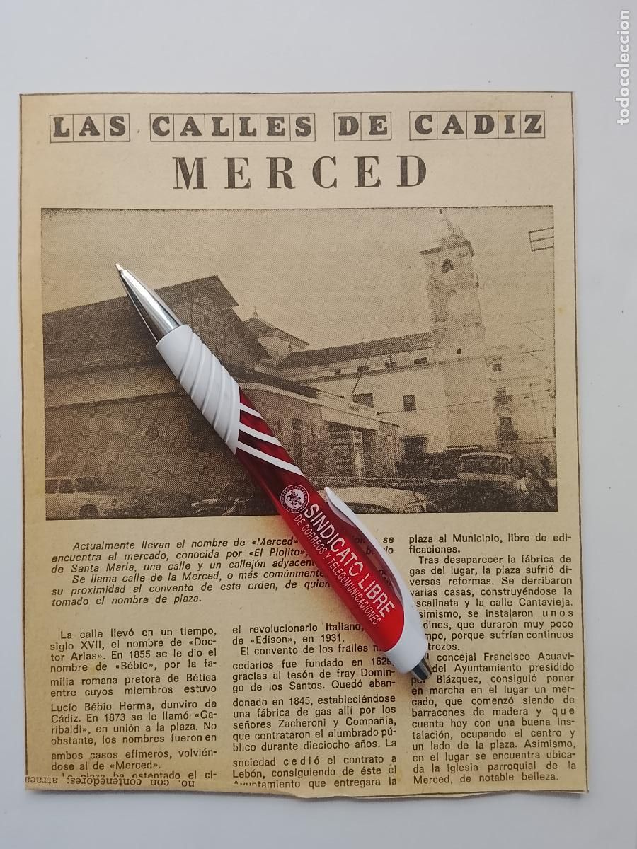 Coleccionismo de Revista Hola: DIARIO 1979 80 RECORTE COLECCION CALLES DE CADIZ CAPITAL - CALLE PLAZA LA MERCED