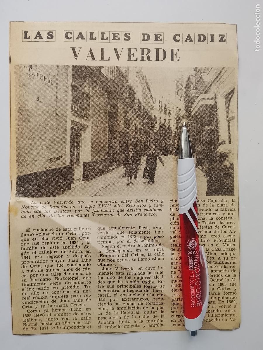 Coleccionismo de Revista Hola: DIARIO 1979 80 RECORTE COLECCION CALLES DE CADIZ CAPITAL - CALLE VALVERDE