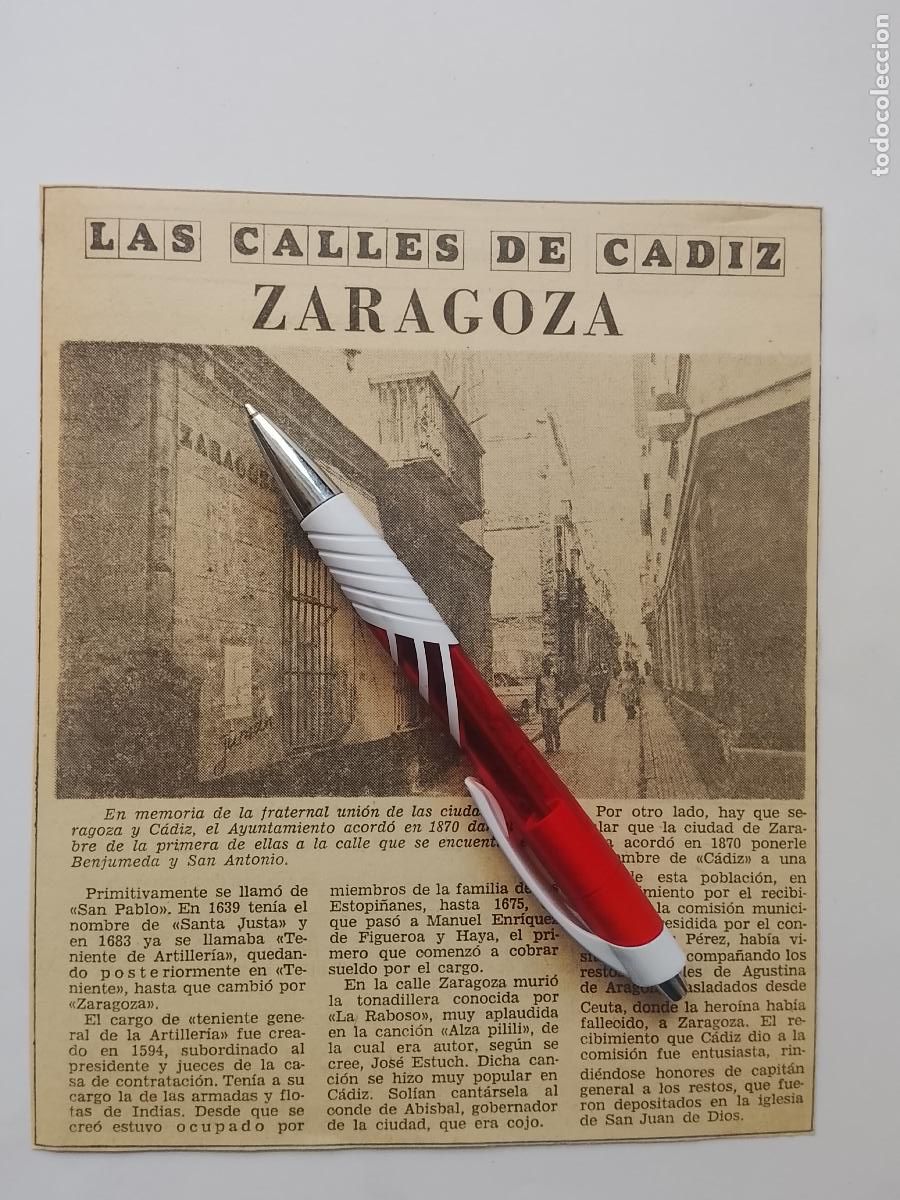 Coleccionismo de Revista Hola: DIARIO 1979 80 RECORTE COLECCION CALLES DE CADIZ CAPITAL - CALLE ZARAGOZA