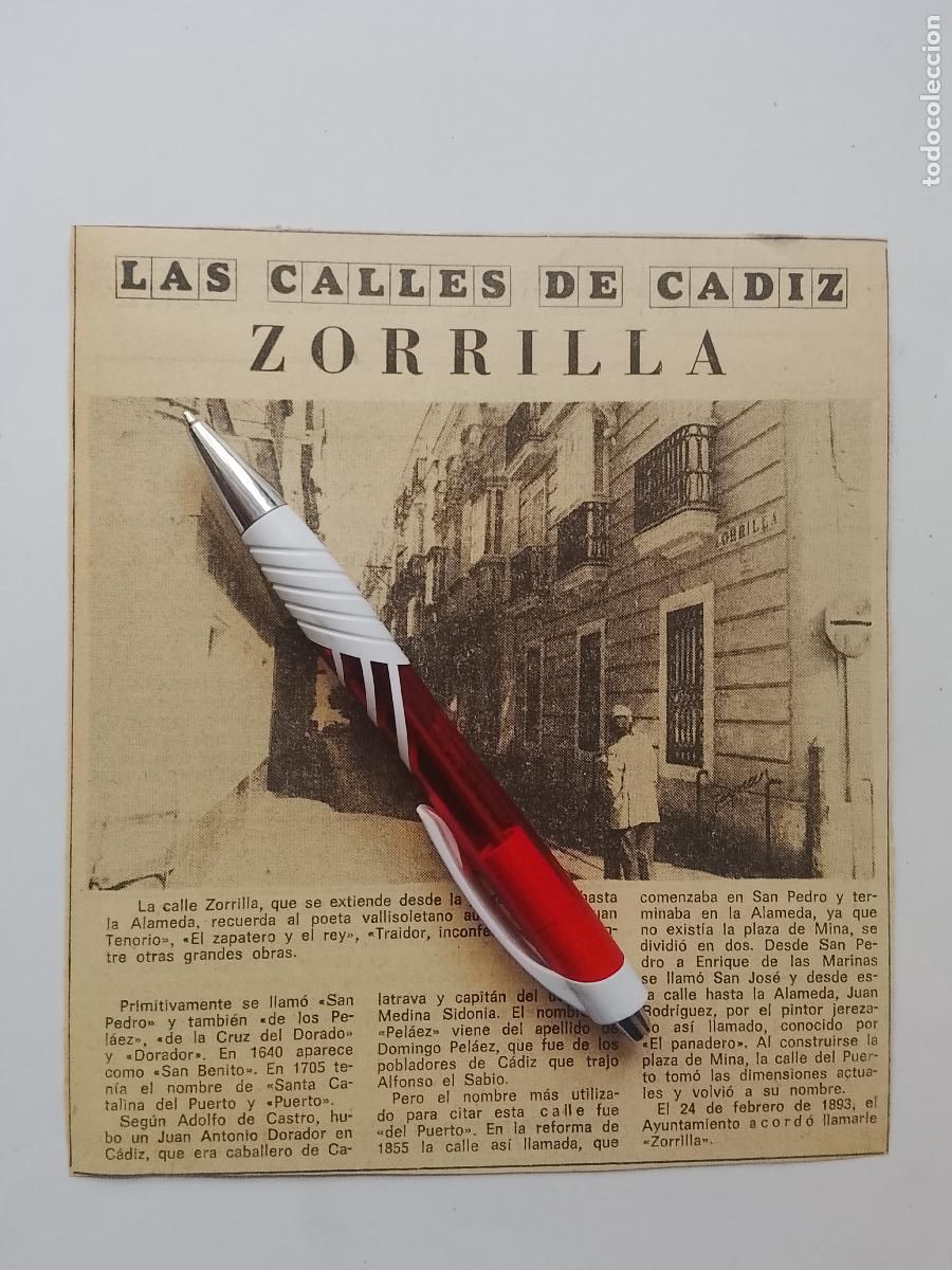 Coleccionismo de Revista Hola: DIARIO 1979 80 RECORTE COLECCION CALLES DE CADIZ CAPITAL - CALLE ZORRILLA