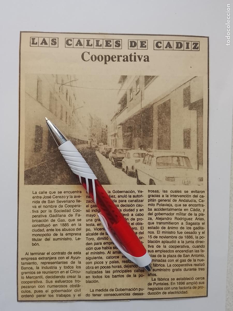 Coleccionismo de Revista Hola: DIARIO 1979 80 RECORTE COLECCION CALLES DE CADIZ CAPITAL - CALLE COOPERATIVA