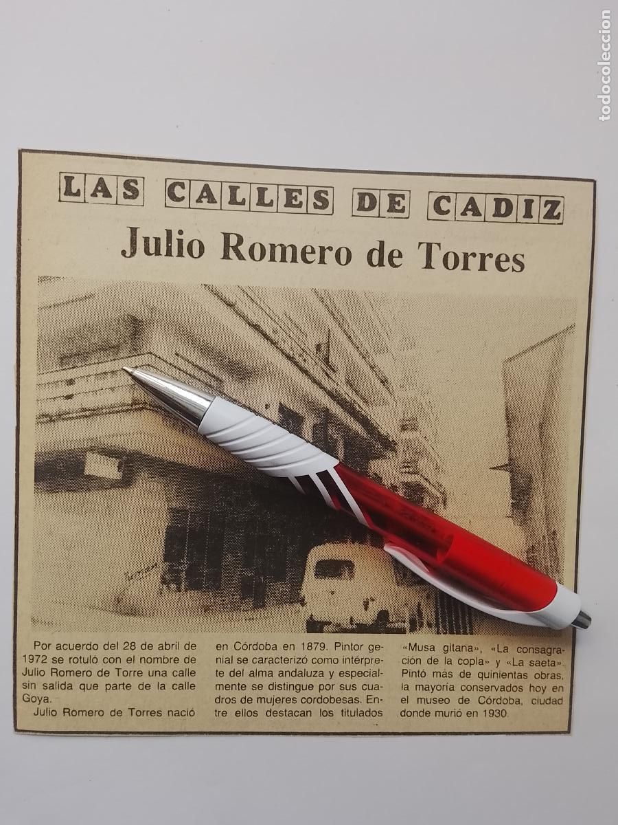 Coleccionismo de Revista Hola: DIARIO 1979 80 RECORTE COLECCION CALLES DE CADIZ CAPITAL - CALLE JULIO ROMERO DE TORRES