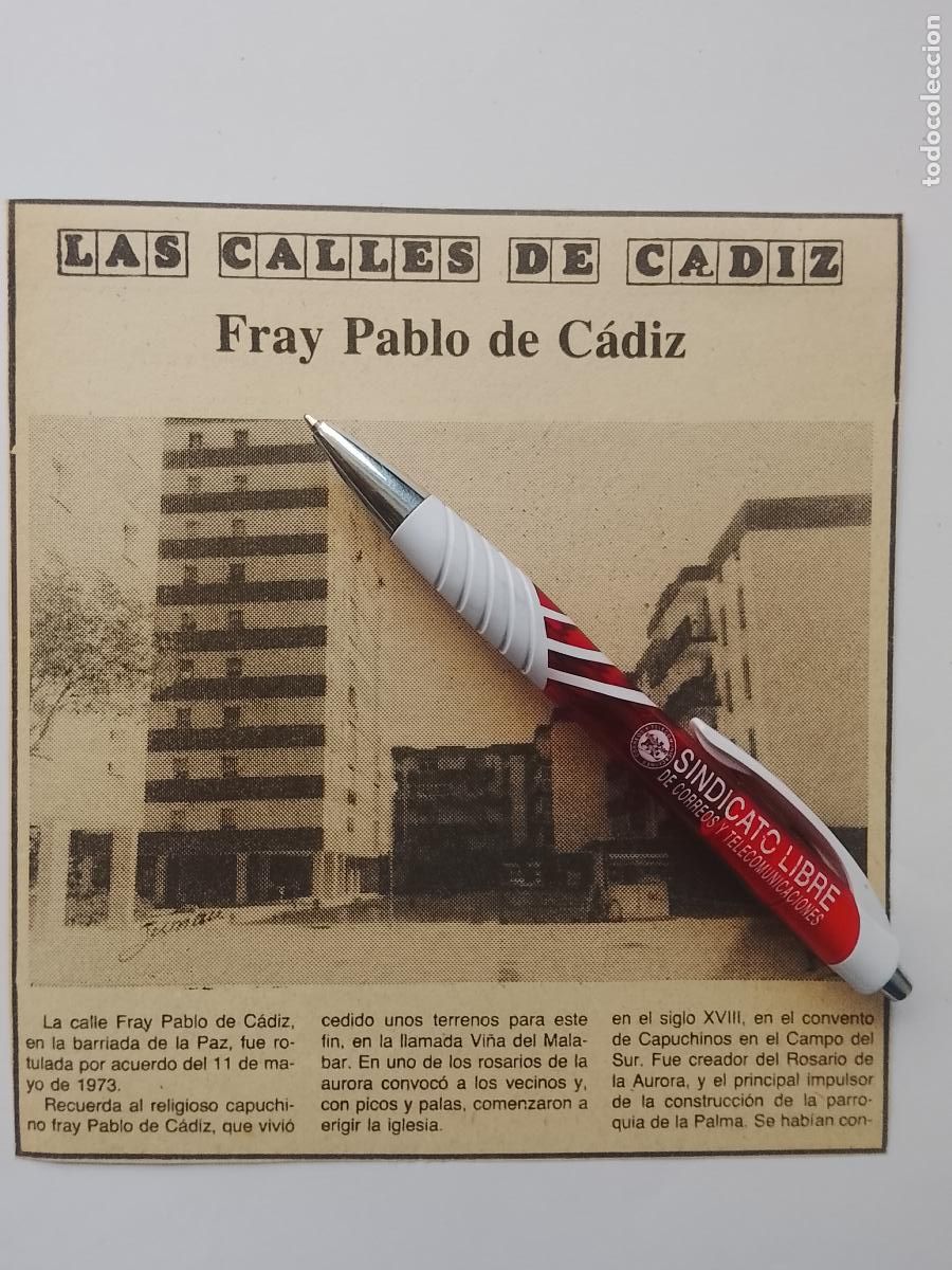 Coleccionismo de Revista Hola: DIARIO 1979 80 RECORTE COLECCION CALLES DE CADIZ CAPITAL - CALLE FRAY PABLO DE CADIZ