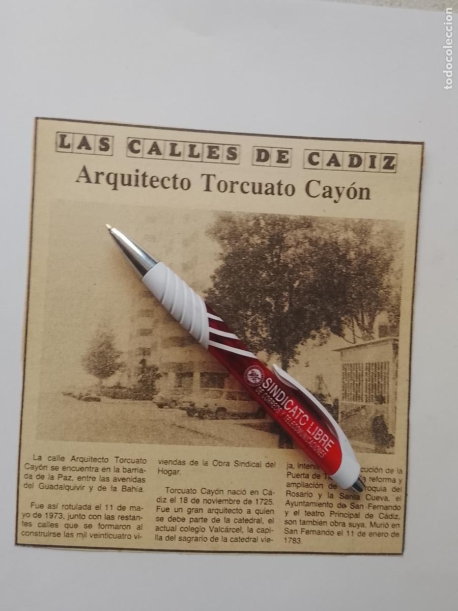 Coleccionismo de Revista Hola: DIARIO 1979 80 RECORTE COLECCION CALLES DE CADIZ CAPITAL - CALLE ARQUITECTO TORCUATO CAYON