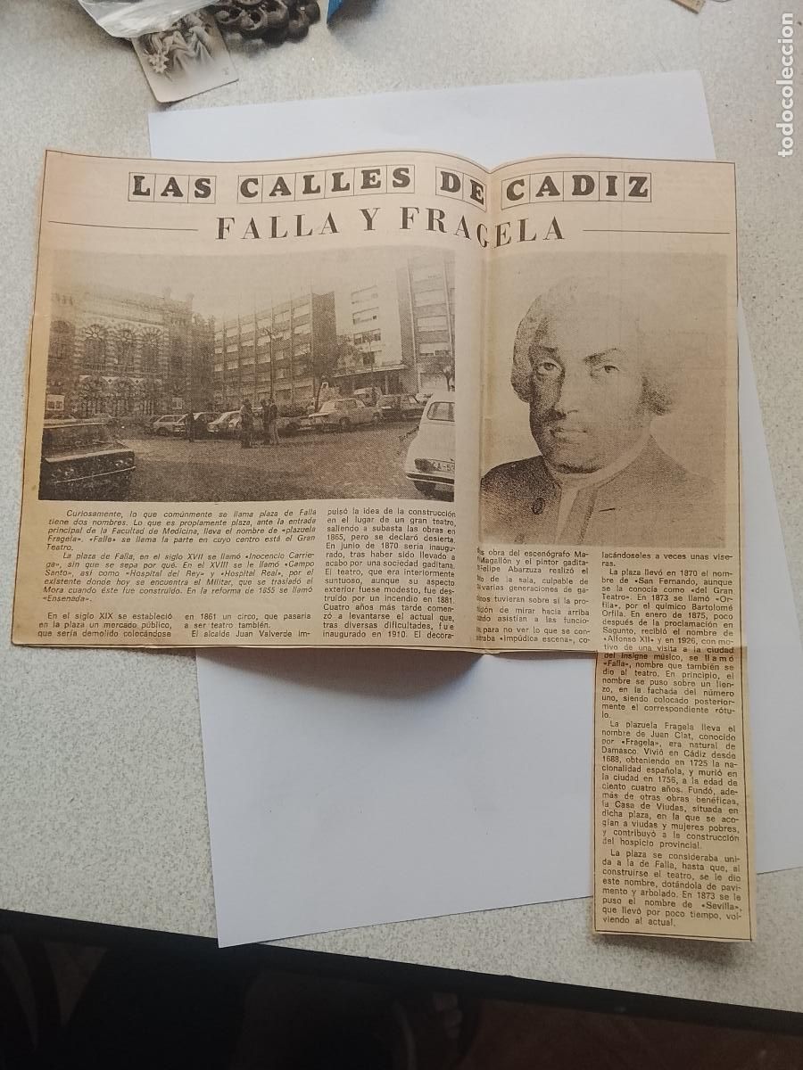Coleccionismo de Revista Hola: DIARIO 1979 80 RECORTE COLECCION CALLES DE CADIZ CAPITAL - CALLE PLAZA FALLA Y FRAGELA
