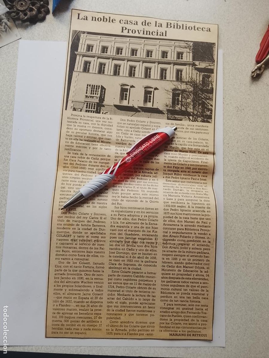 Coleccionismo de Revista Hola: DIARIO 1979 80 RECORTE COLECCION CALLES DE CADIZ CAPITAL - LA NOBLE CASA DE LA BIBLIOTECA PROVINCIAL