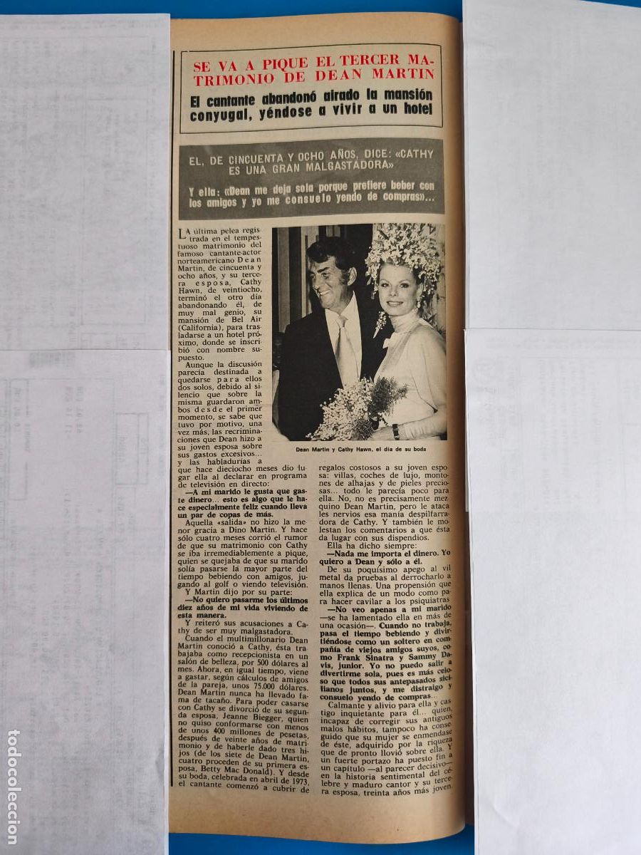 Coleccionismo de Revista Hola: RECORTE CLIPPING DEAN MARTIN REVISTA HOLA N&ordm; 1645 PAG. 70