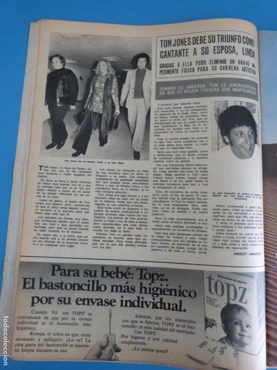 Coleccionismo de Revista Hola: RECORTE CLIPPING TOM JONES REVISTA HOLA N&ordm; 1644 PAG. 22