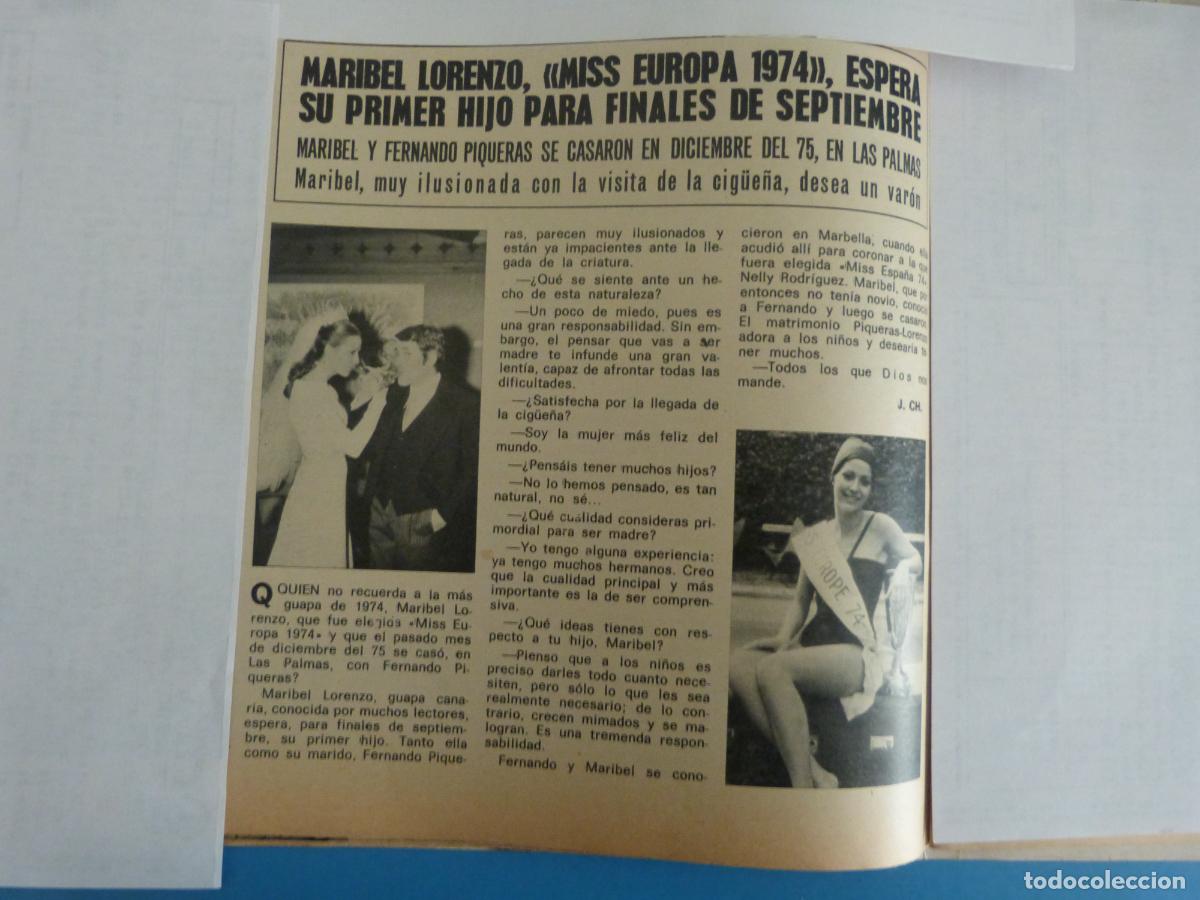 Coleccionismo de Revista Hola: RECORTE CLIPPING MARIBEL LORENZO MISS EUROPA 1974 REVISTA HOLA N&ordm; 1644 PAG. 42