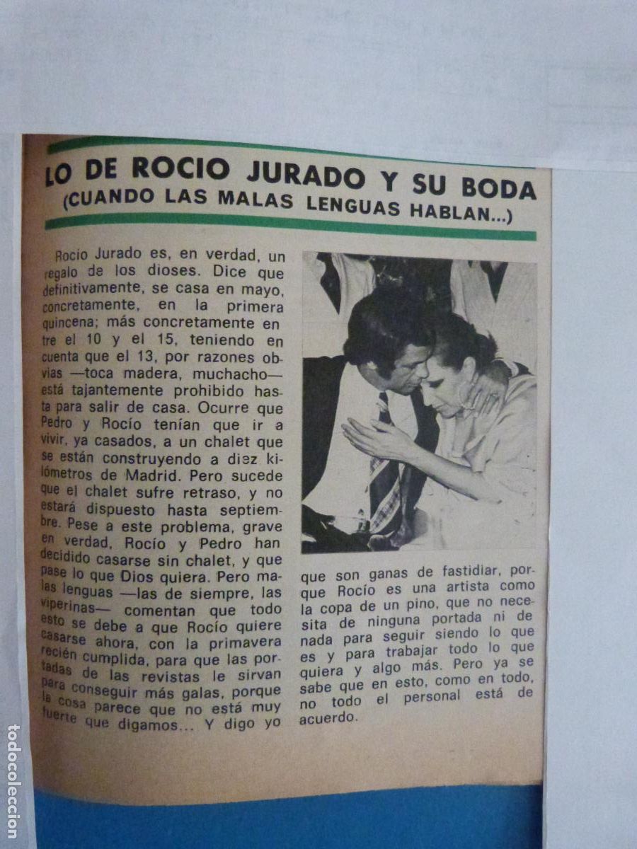 Coleccionismo de Revista Hola: RECORTE CLIPPING ROCIO JURADO REVISTA HOLA N&ordm; 1644 PAG. 71