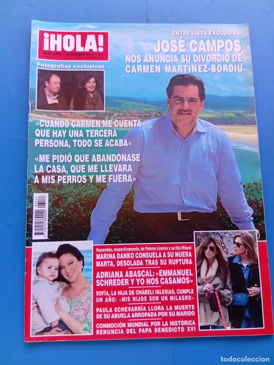 Coleccionismo de Revista Hola: &iexcl;HOLA! N&ordm; 3577. A&Ntilde;O 2013. JOSE CAMPOS NOS ANUNCIA SU DIVORCIO CON CARMEN MARTINEZ-BORDIU..... LEER