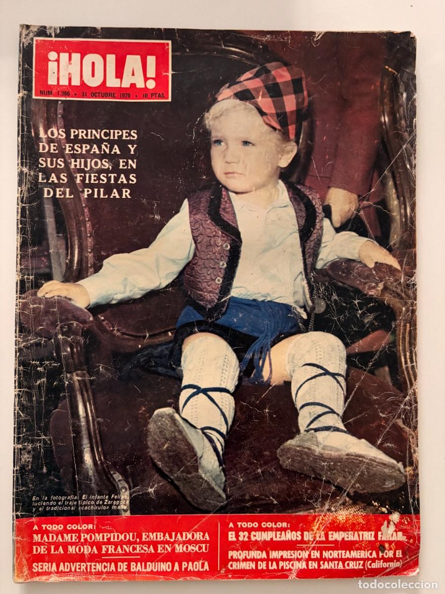 Coleccionismo de Revista Hola: &iexcl;HOLA! N&ordm; 1366. OCTUBRE 1970. LOS PR&Iacute;NCIPES DE ESPA&Ntilde;A Y SUS HIJOS, EN LAS FIESTAS DEL PILAR. LEER.