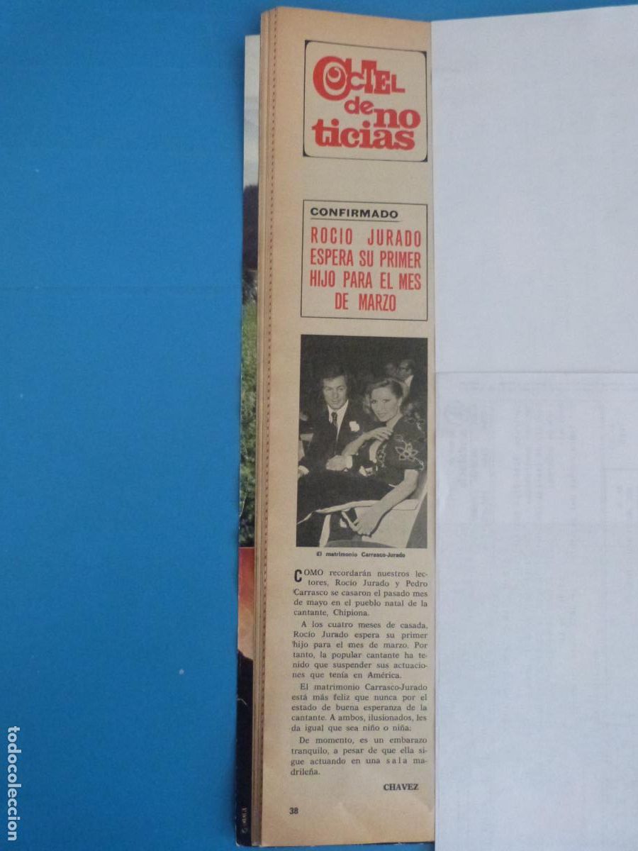 Coleccionismo de Revista Hola: RECORTE CLIPPING ROCIO JURADO REVISTA HOLA N&ordm; 1676 PAG. 38