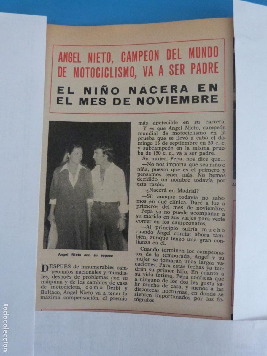 Coleccionismo de Revista Hola: RECORTE CLIPPING ANGEL NIETO REVISTA HOLA N&ordm; 1676 PAG. 38