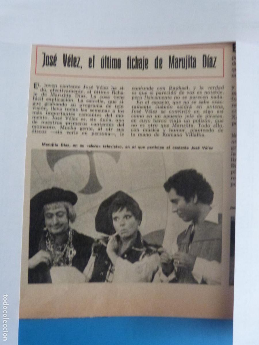 Coleccionismo de Revista Hola: RECORTE CLIPPING JOSE VELEZ REVISTA HOLA N&ordm; 1676 PAG. 38