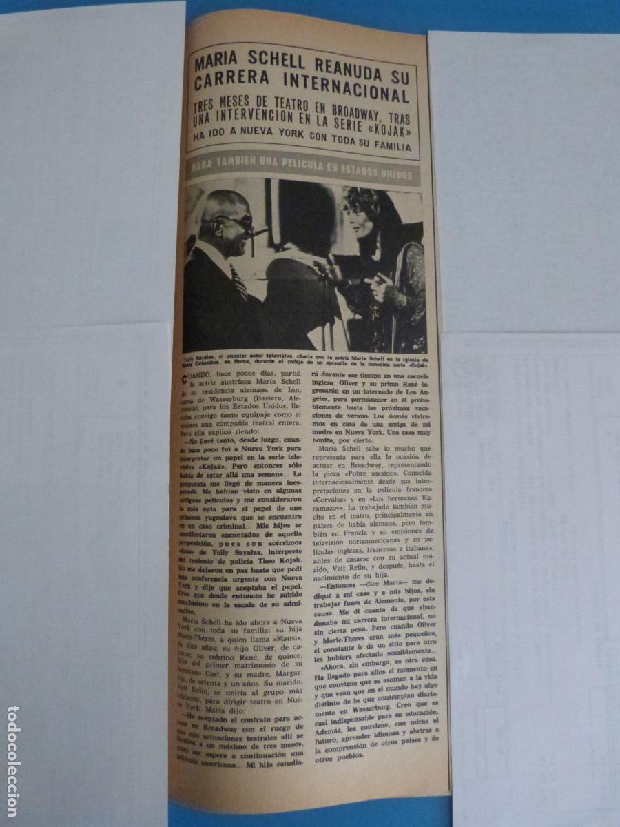 Coleccionismo de Revista Hola: RECORTE CLIPPING MARIA SCHELL REVISTA HOLA N&ordm; 1676 PAG. 73