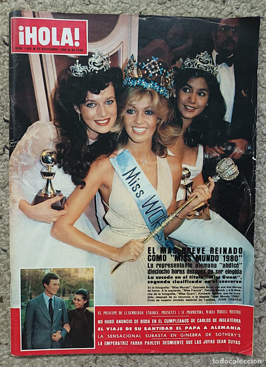 Coleccionismo de Revista Hola: REVISTA &iexcl;HOLA! N &ordm; 1.892 DE 29 DE NOVIEMBRE DE 1980 : MISS MUNDO