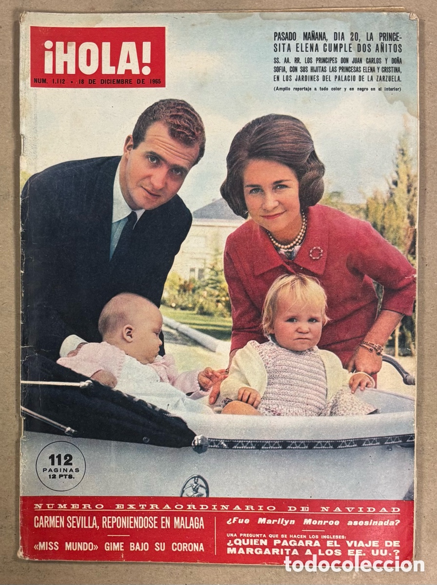 Coleccionismo de Revista Hola: HOLA N&deg; 1112 (1965), FAMILIA REAL ESPA&Ntilde;OLA INFANTA ELENA, CARMEN SEVILLA, MARISOL, MARILYN MONROE,&hellip;