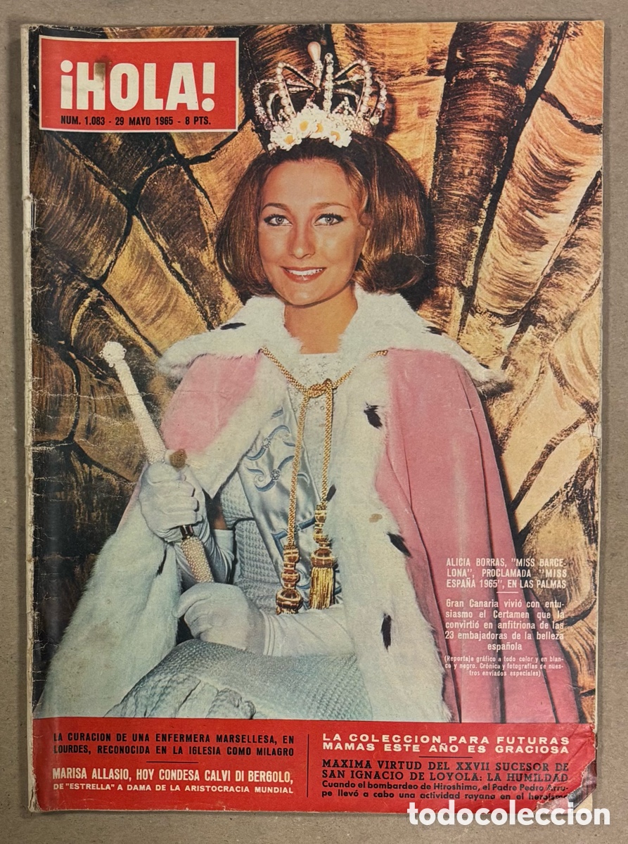 Coleccionismo de Revista Hola: HOLA N&deg; 1083 (1965), ALICIA BORRAS &ldquo;MISS BARCELONA&rdquo;, MARISA ALLASIO, MAR&Iacute;A CALLAS, BRIDGITTE BARDOT,