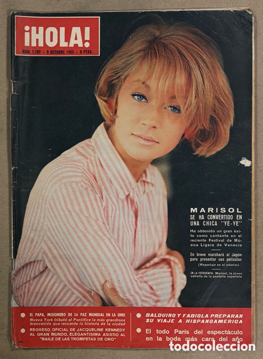 Coleccionismo de Revista Hola: HOLA N&deg; 1102 (1965), MARISOL, BALDUINO Y FABIOLA, FARAH DIBA, SACHA DISTEL, JACKIE KENNEDY,&hellip;