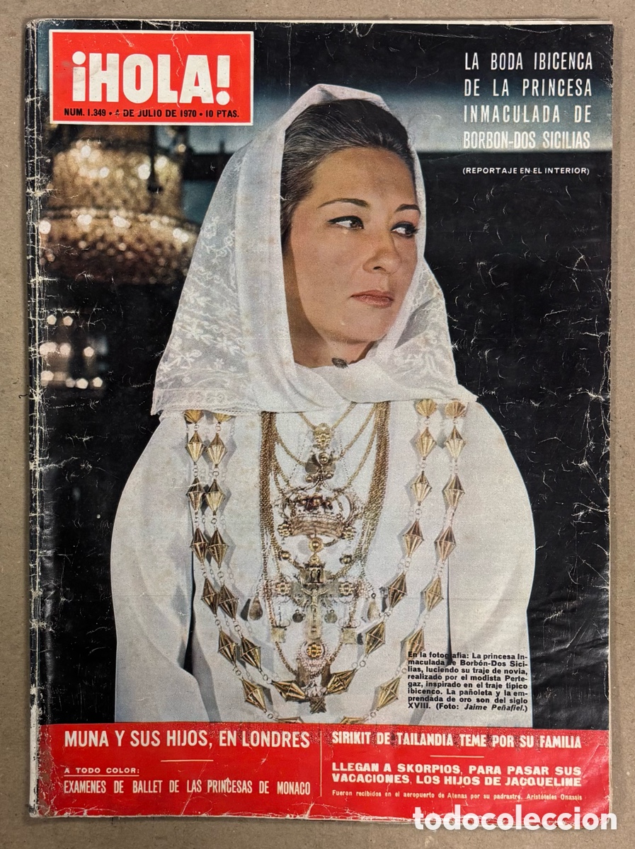 Coleccionismo de Revista Hola: HOLA N&deg; 1349 (1970). BODA PRINCESA INMACULADA DE BORB&Oacute;N, ADAMO, PAQUITA TORRES, AUDREY HEPBURN,..