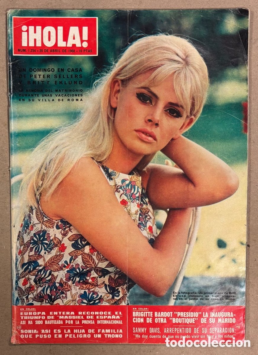 Coleccionismo de Revista Hola: HOLA N&deg; 1234 (1968). BRITT EKLUND, MASSIEL EUROVISION, SOF&Iacute;A LOREN, THE BEATLES, BRIDGITTE BARDOT