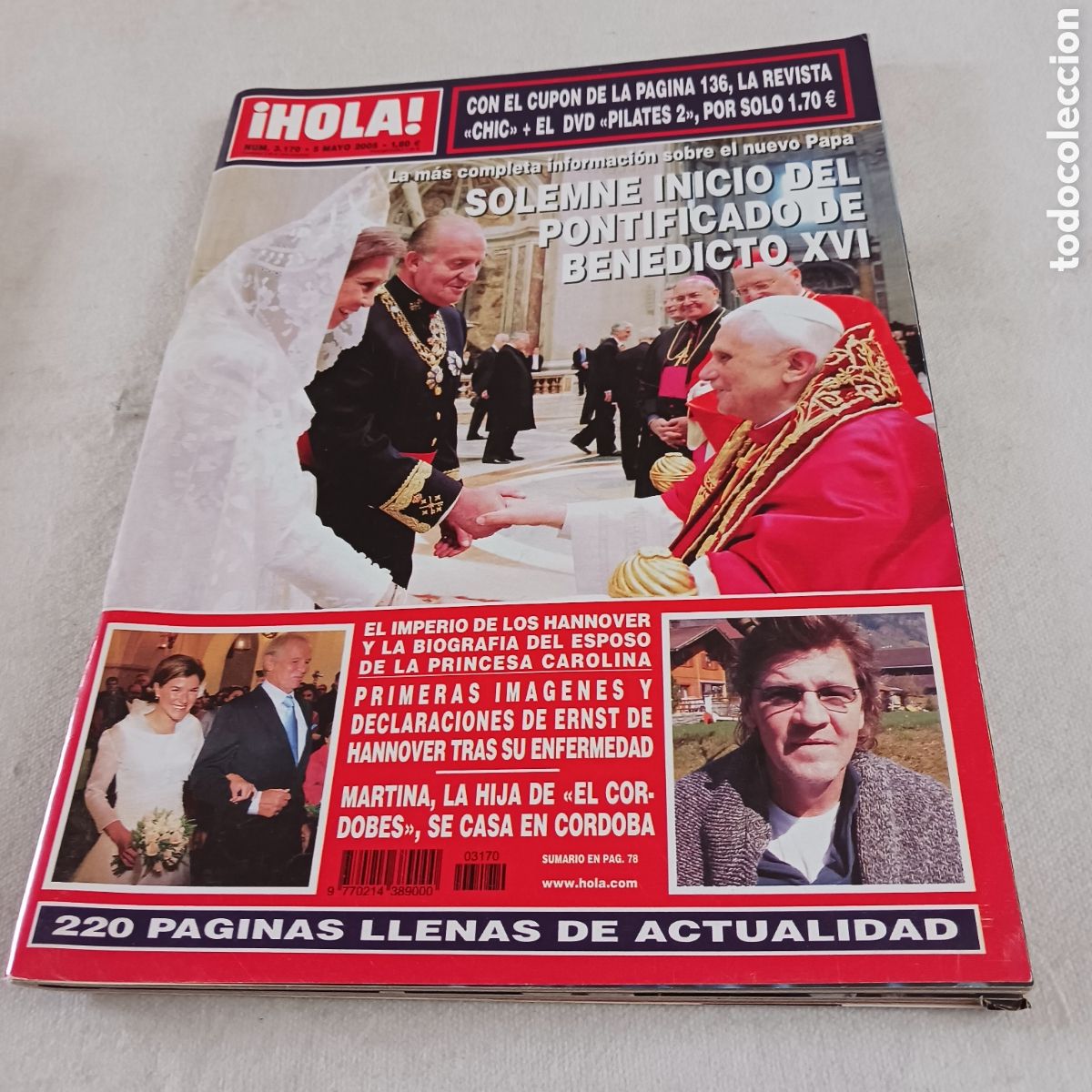 Coleccionismo de Revista Hola: Solemne onocio del Pontificado de Benedicto XVI,Num 3170 Revista,HOLA 5,05,2005