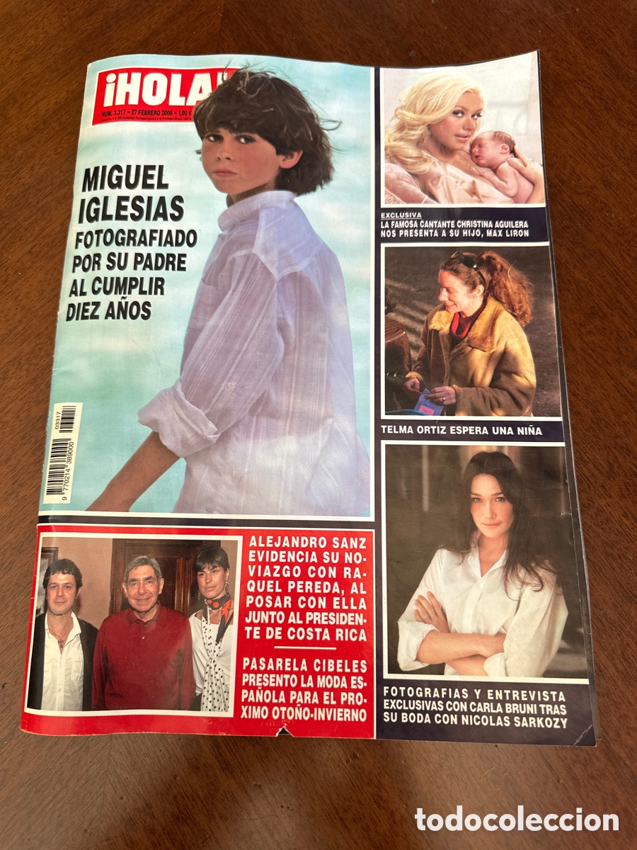 Coleccionismo de Revista Hola: REVISTA HOLA N&ordm; 3317 A&Ntilde;O 2008. MIGUEL IGLESIAS. CHRISTINA AGUILERA. CARLA BRUNI. ALEJANDRO SANZ.