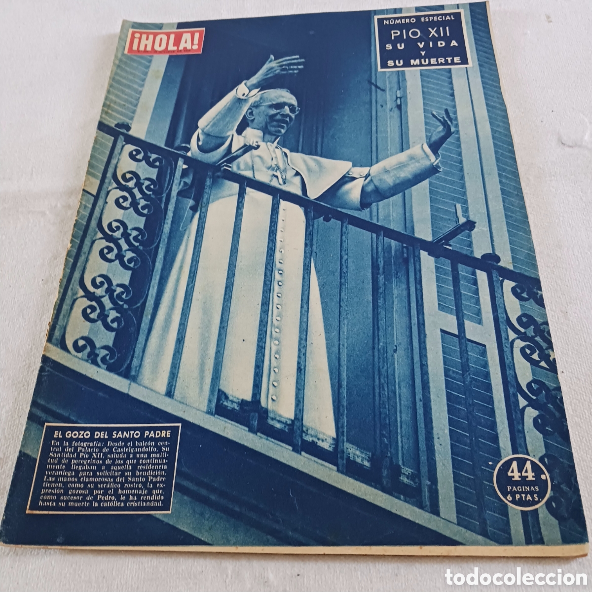 Sammeln von Zeitschriften &iexcl;Hola!: Hola! N.738 del 18 octubre 1958,N&uacute;mero Especial P&iacute;o XII