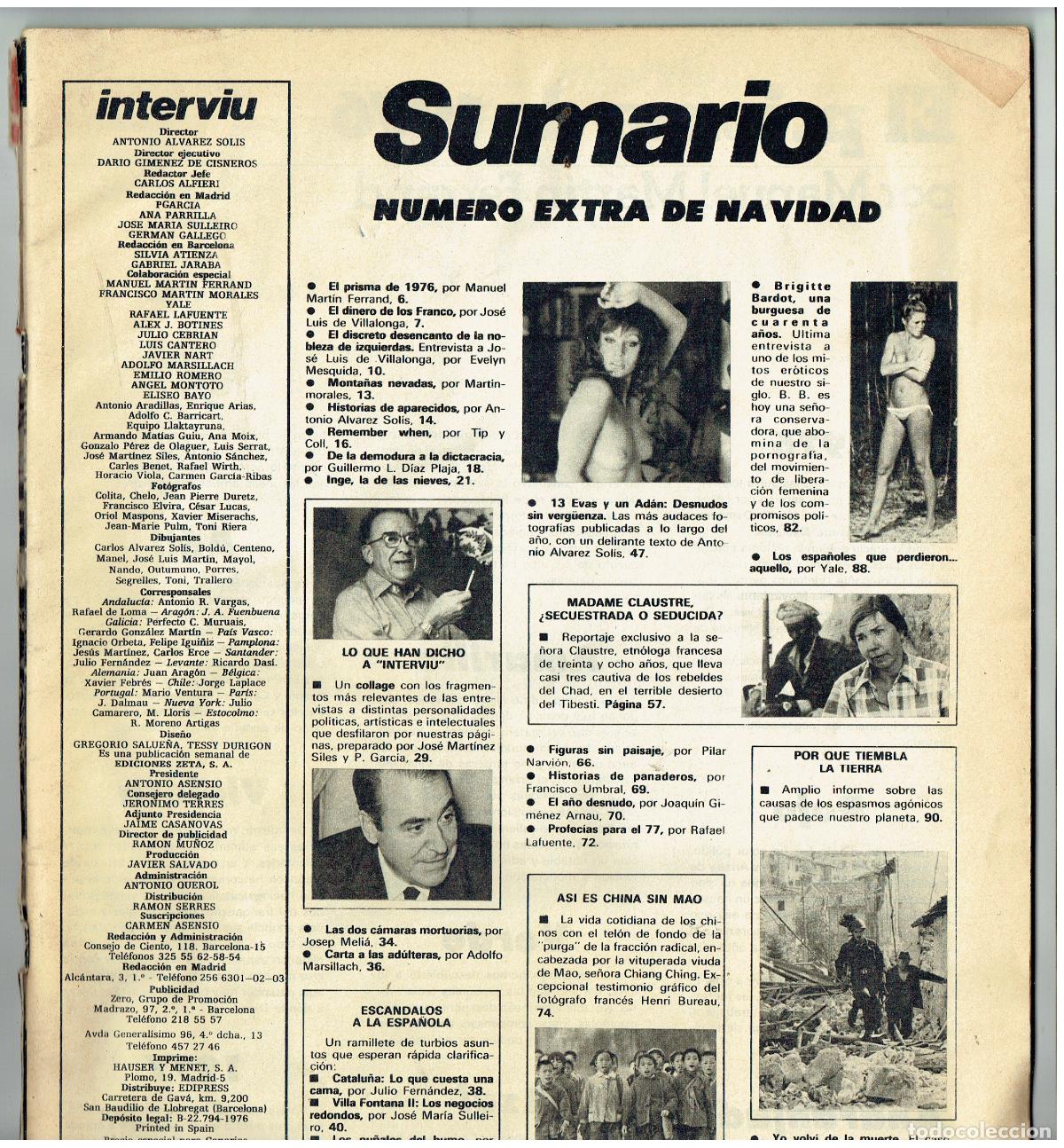 Sammeln von Zeitschriften Intervi&uacute;: INTERVIU. EXTRA DE NAVIDAD. EL DINERO DE LOS FRANCOS. 13 EVAS Y UN AD&Aacute;N/PARA MAYORES.(B/24BIS.1)