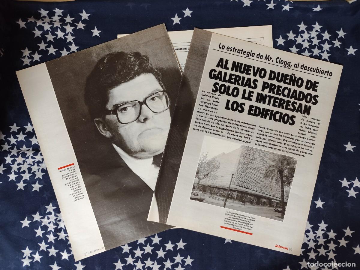 Coleccionismo de Revista Intervi&uacute;: Al due&ntilde;o de Galer&iacute;as Preciados solo le interesan los edificios Recorte/Clipping Intervi&uacute; 605-1987