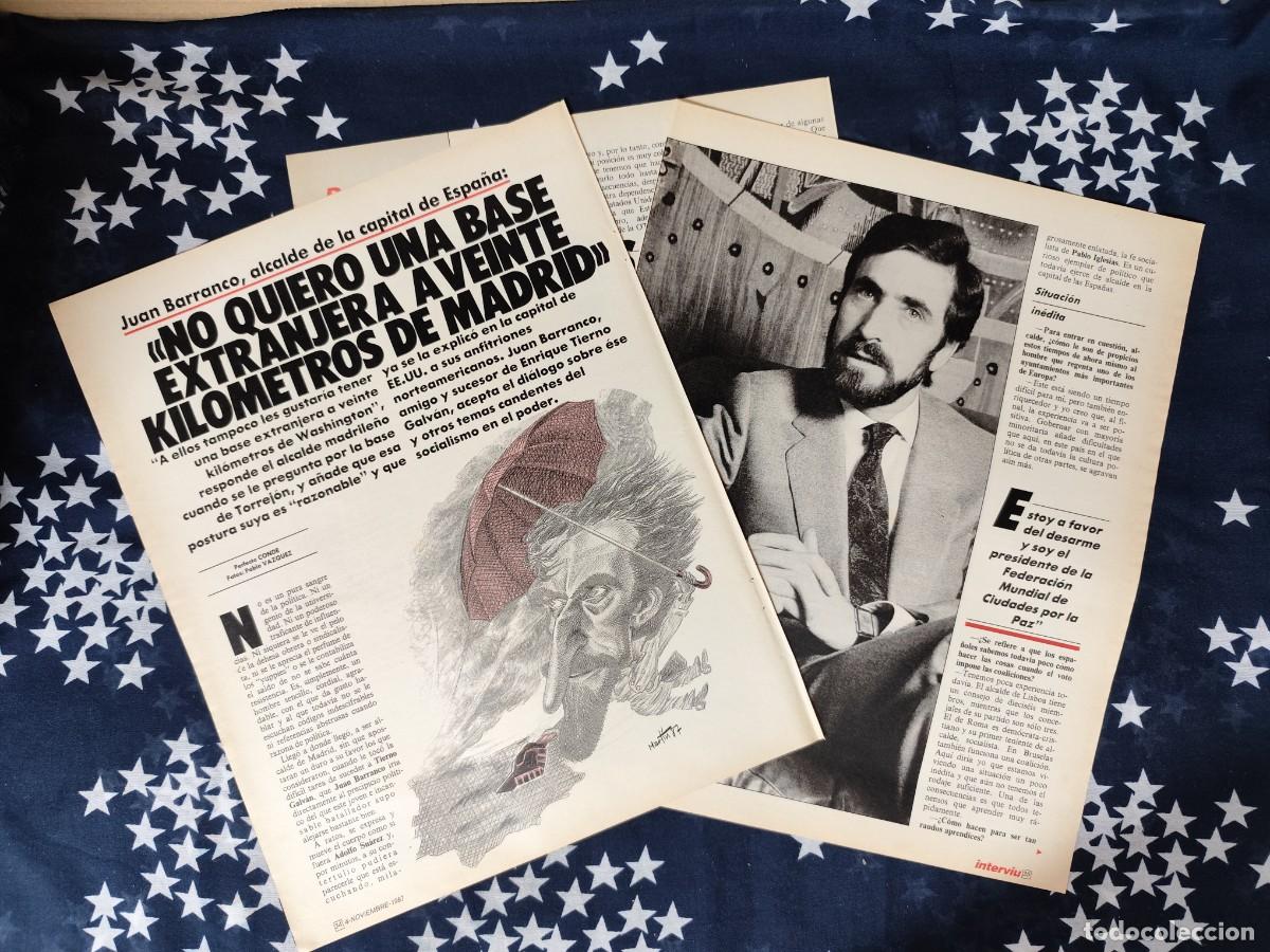 Coleccionismo de Revista Intervi&uacute;: Entrevista a Juan Barranco alcalde de Madrid Recorte/Clipping Intervi&uacute; 599-1987