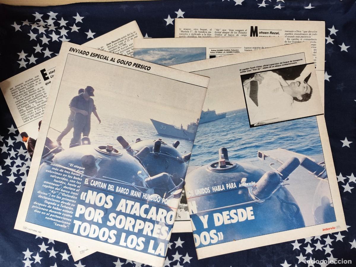 Coleccionismo de Revista Intervi&uacute;: Habla el capit&aacute;n del barco iran&iacute; hundido por los norteamericanos Recorte/Clipping Intervi&uacute; 595-1987