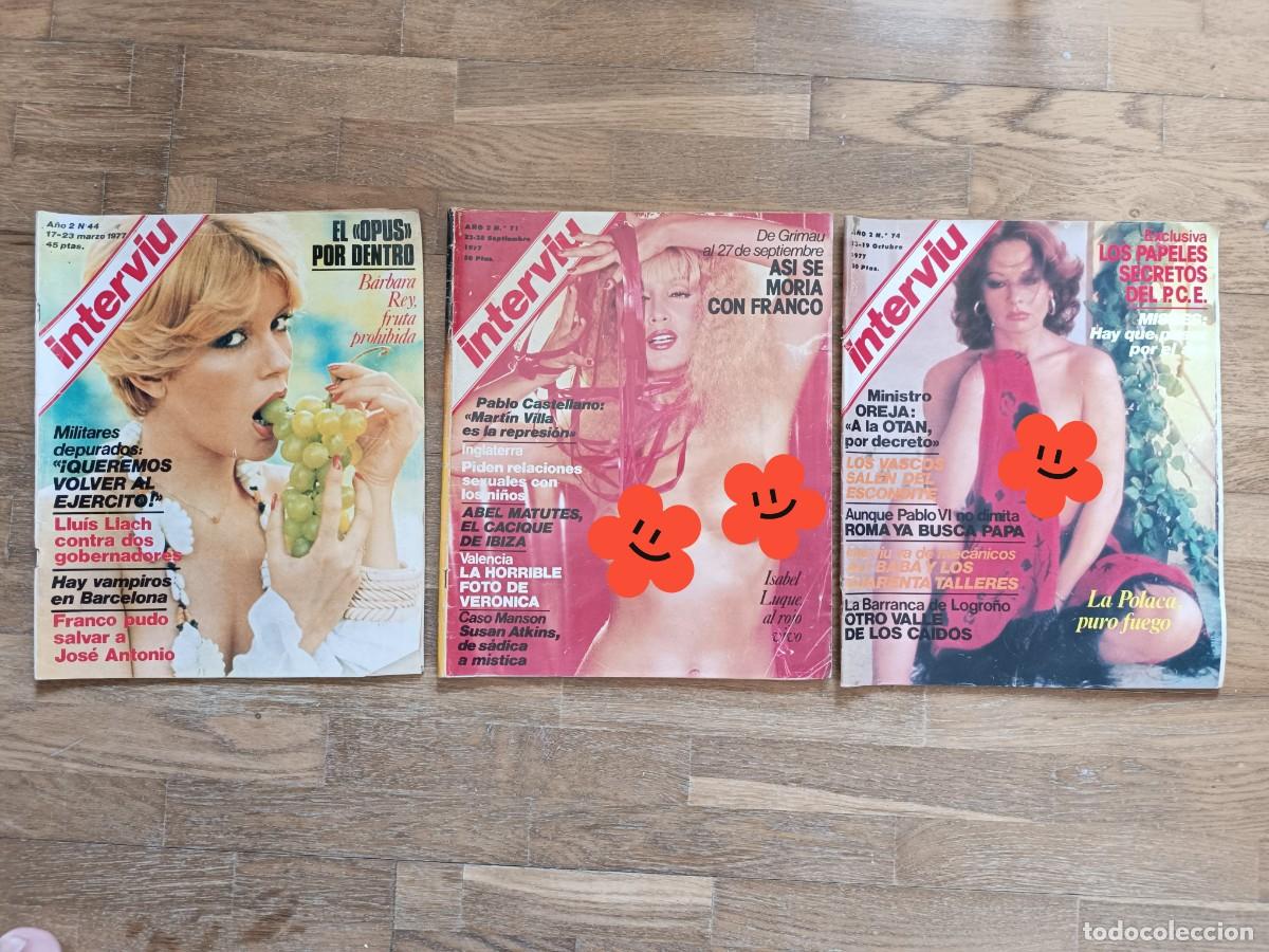 Collectionnisme de Magazine Intervi&uacute;: Lote 3 revistas Intervi&uacute; (1977) - B&aacute;rbara Rey / Caso Manson / PCE