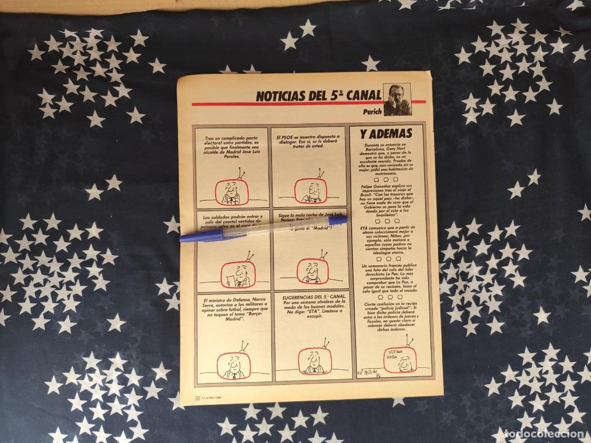 Coleccionismo de revista Intervi&uacute;: Noticias del 5&deg; canal Perich Recorte/Cliping Revista Interviu 581 - 1987