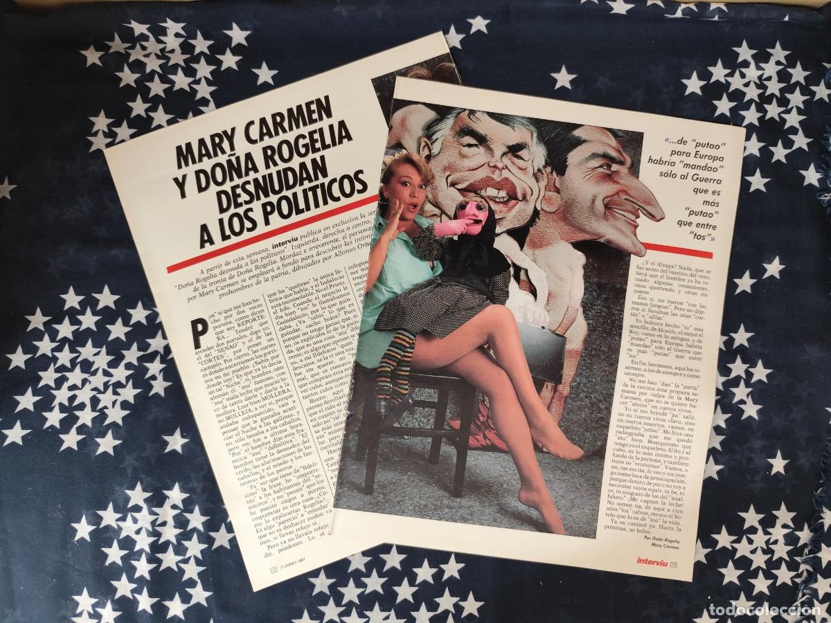 Coleccionismo de revista Intervi&uacute;: Mary Carmen y Do&ntilde;a Rogelia desnudan a los pol&iacute;ticos Recorte/Cliping Revista Interviu 579 - 1987