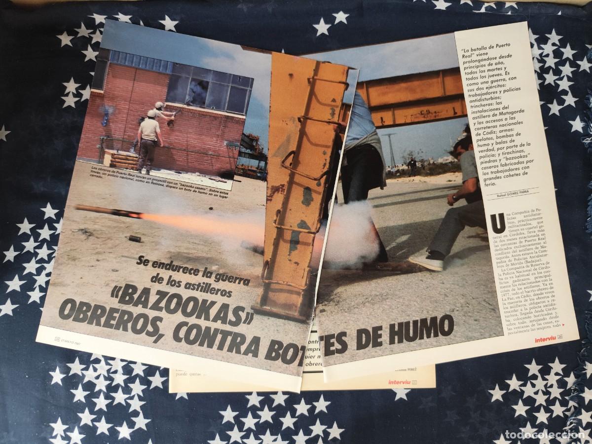 Coleccionismo de revista Intervi&uacute;: Bazookas obreros contra botes de humo Recorte/Cliping Revista Interviu 576 - 1987