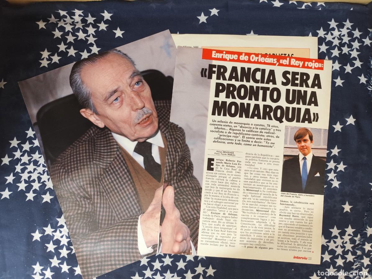 Coleccionismo de revista Intervi&uacute;: Enrique de Orleans el rey rojo Recorte/Cliping Revista Interviu 571 - 1987