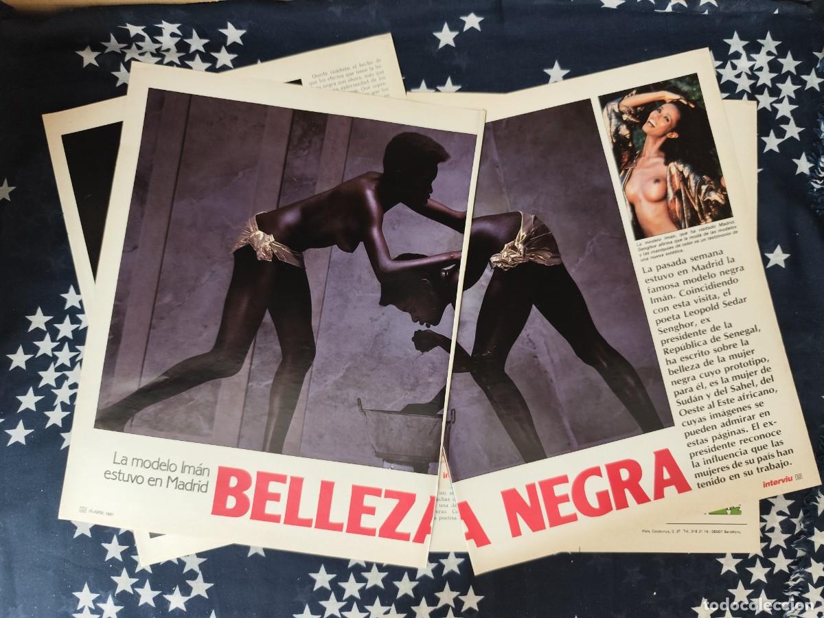 Coleccionismo de revista Intervi&uacute;: La modelo Im&aacute;n estuvo en Madrid Recorte/Cliping Revista Interviu 570 - 1987