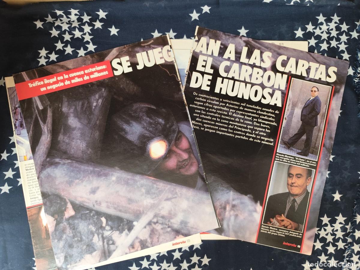 Coleccionismo de revista Intervi&uacute;: Se juegan a las cartas el carb&oacute;n de HUNOSA Recorte/Cliping Revista Interviu 568 - 1987
