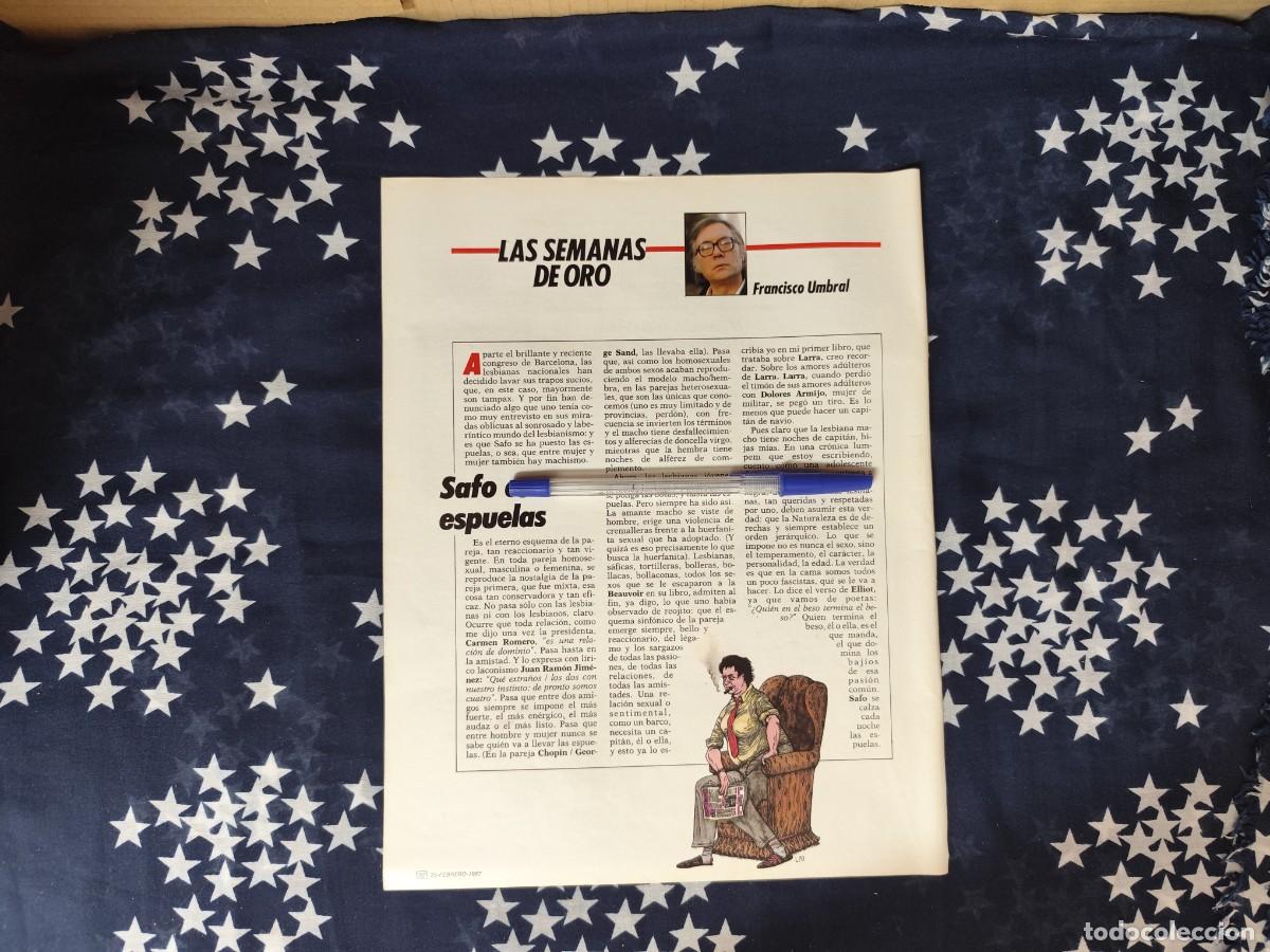 Coleccionismo de revista Intervi&uacute;: Las semanas de oro Fco Umbral Recorte/Cliping Revista Interviu 563 - 1987