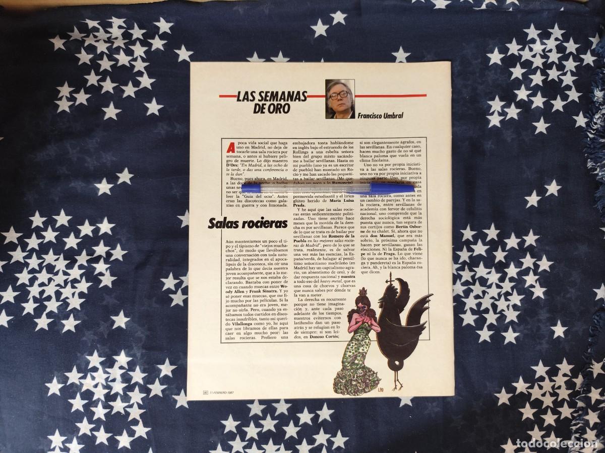 Coleccionismo de revista Intervi&uacute;: Semanas de oro Fco Umbral Recorte/Cliping Revista Interviu 561 - 1987