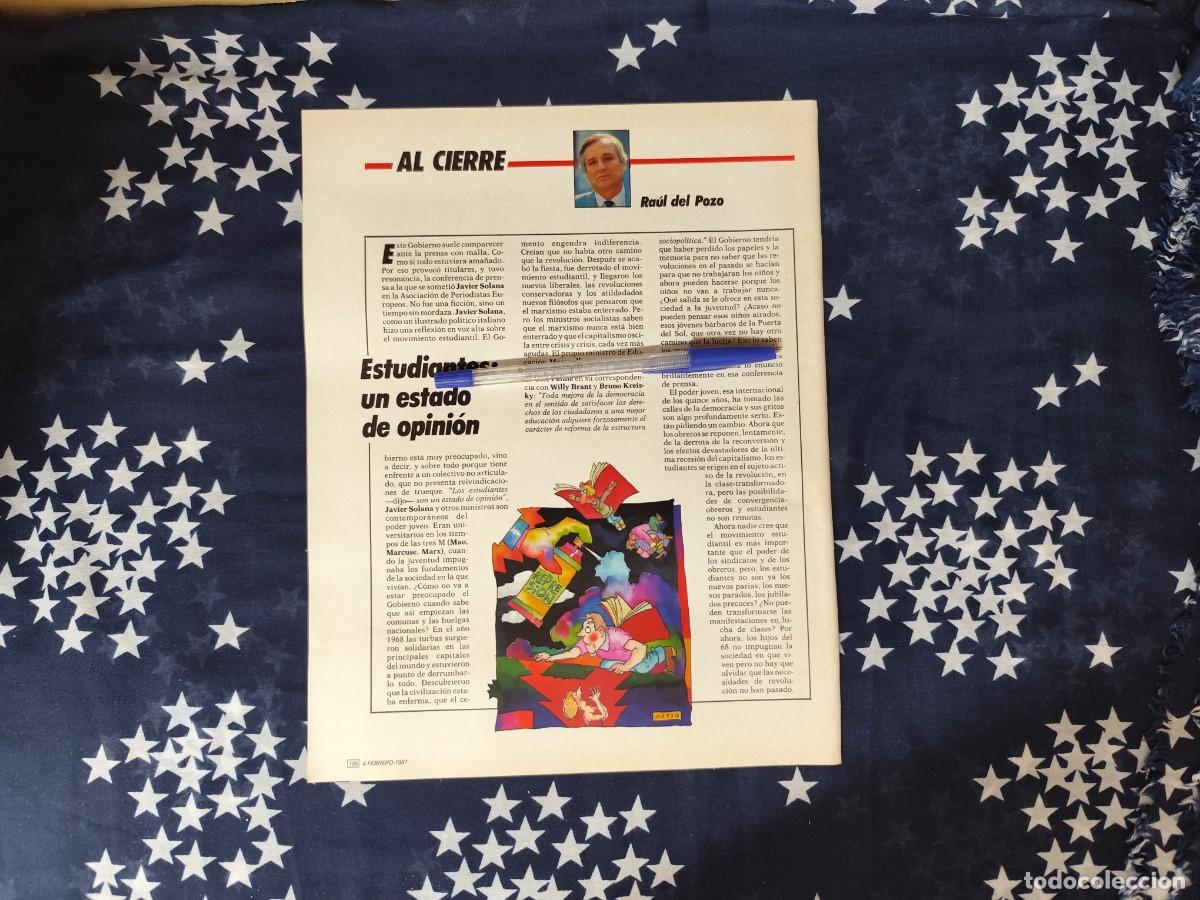 Coleccionismo de revista Intervi&uacute;: Al cierre Ra&uacute;l del Pozo Recorte/Cliping Revista Interviu 560 - 1987