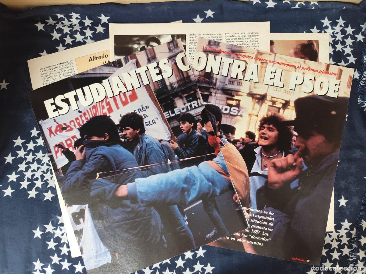 Coleccionismo de revista Intervi&uacute;: Estudiantes contra el PSOE Recorte/Cliping Revista Interviu 555 - 1987