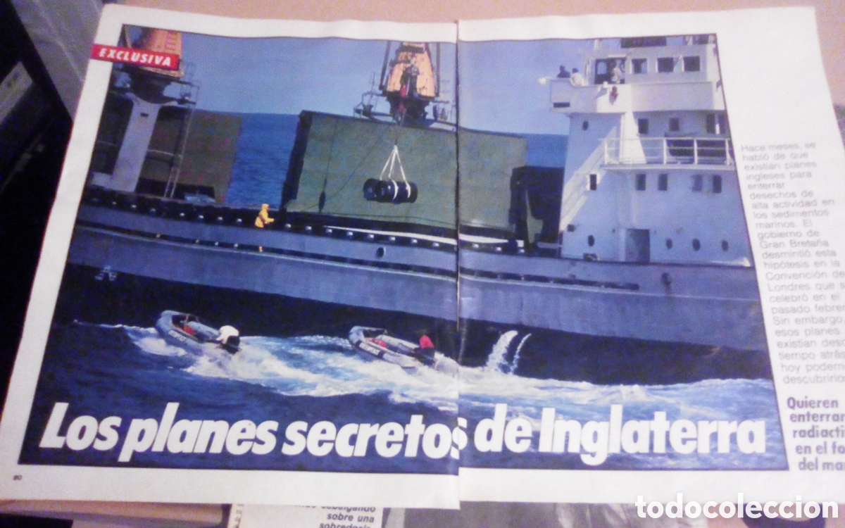 Coleccionismo de revista Intervi&uacute;: Los planes secretos de Inglaterra. Quieren enterrar alta radioactividad en el fondo del mar. 3 Hojas