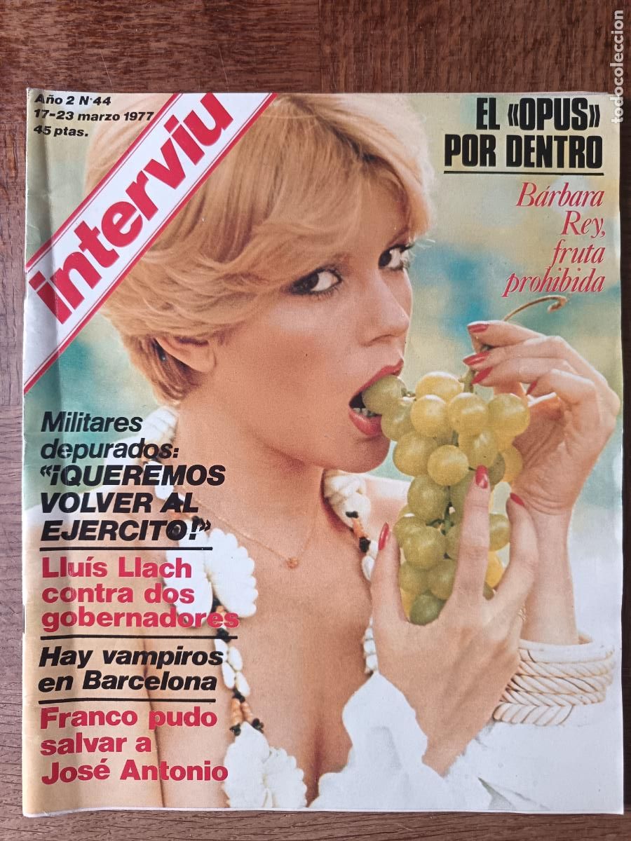 Coleccionismo de revista Intervi&uacute;: INTERVIU 44 de 1977. BARBARA REY, EL OPUS, LLUIS LLACH, TOM PRYCE, VAMPIROS, CARMEN APOLO, FRANCO...