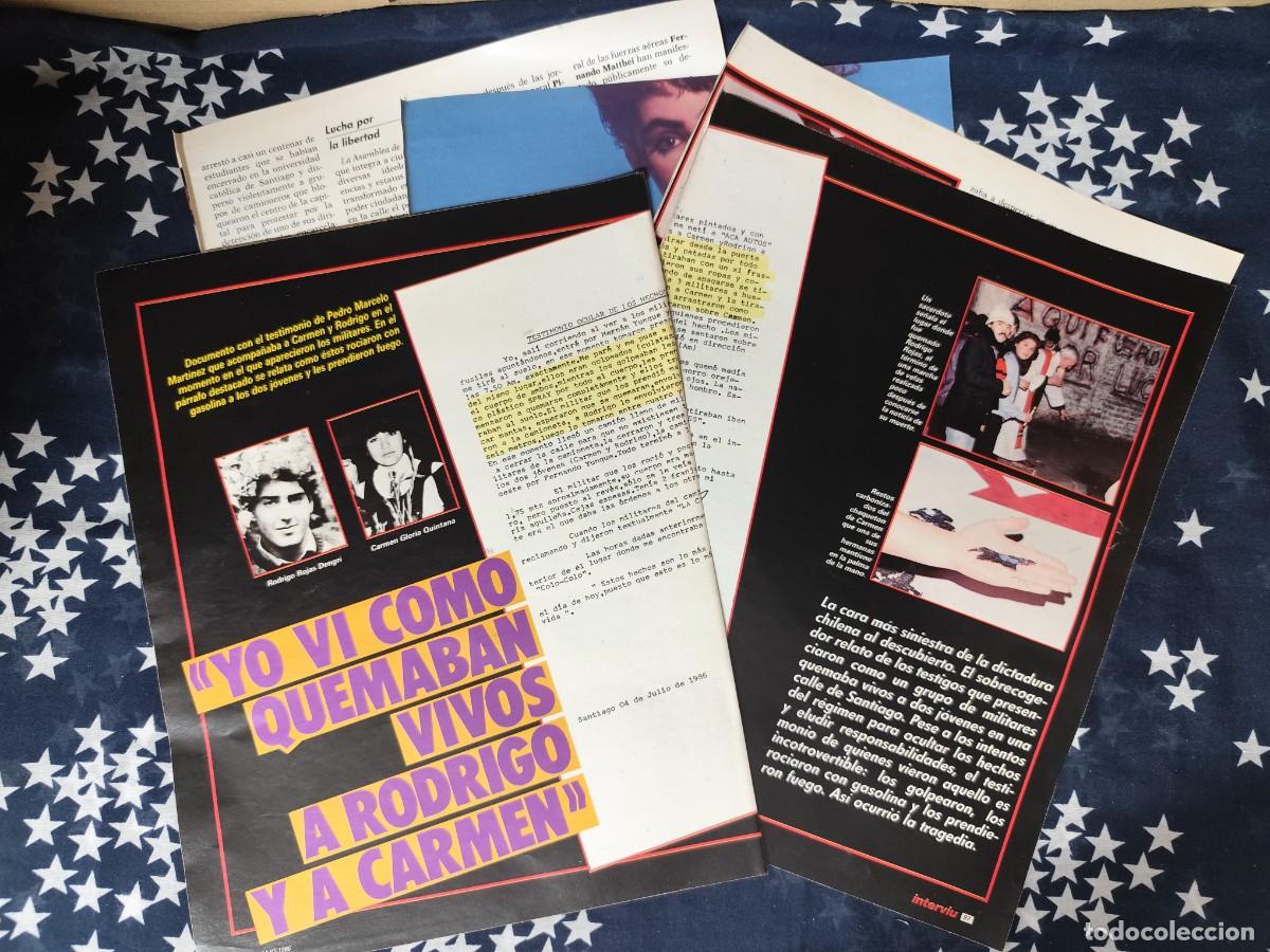 Coleccionismo de revista Intervi&uacute;: Chile Yo vi como quemaban vivos a Rodrigo y a Carmen.Recorte/Cliping Revista Interviu 533-1986