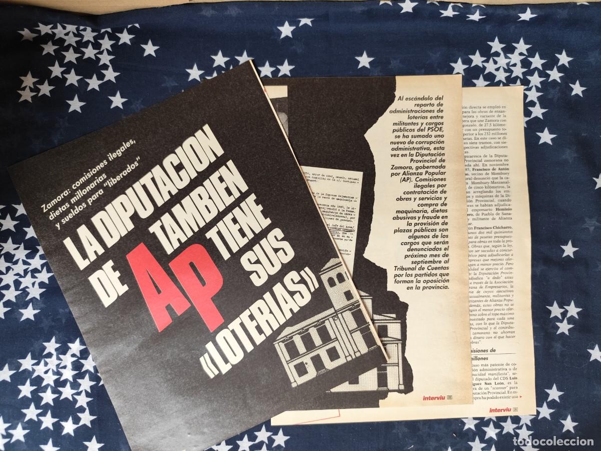Coleccionismo de revista Intervi&uacute;: Zamora comisiones ilegales , dietas millonarias ....Recorte/Cliping Revista Interviu 538-1986