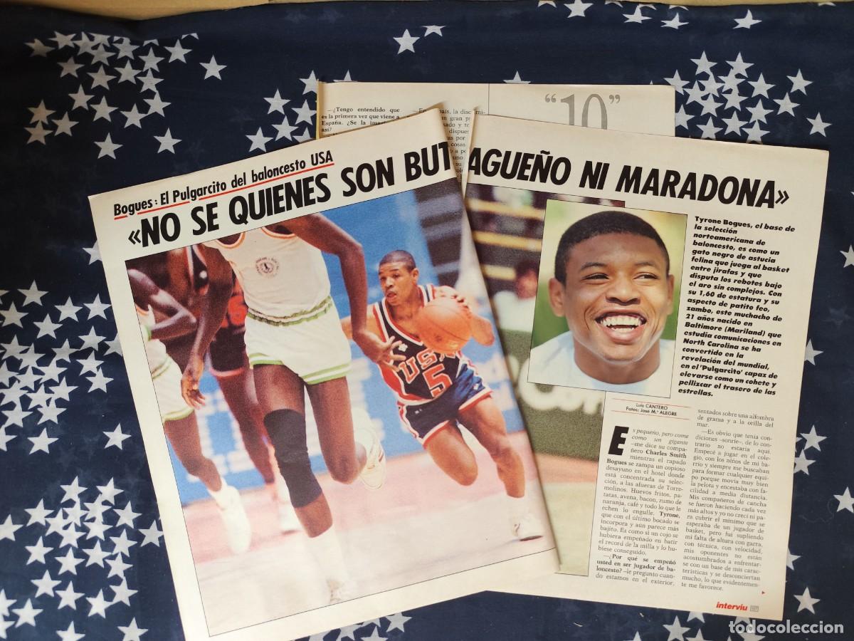 Coleccionismo de revista Intervi&uacute;: Bogues El Pulgarcito del baloncesto USA Recorte/Cliping Revista Interviu 531-1986